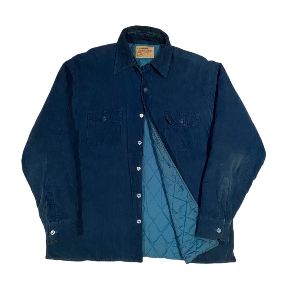 Vintage 80s Corduroy Blue Quilted Jacket